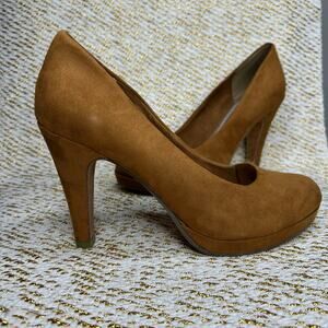 Marco Tozzi Suede Heels-UK6/39/US8-New, Brown 4” heel‎ .5” platform